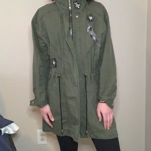Army green long jacket